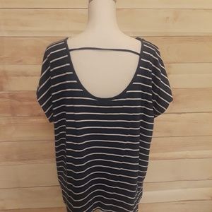 Chaps Denim Cotton Top with Open Upper Back 2x